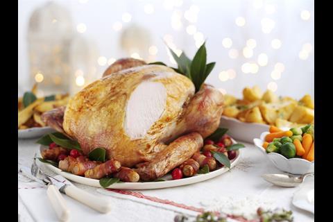 Tesco's frozen bronze turkey is being sold for £20, with 12 pigs in blankets on sale for £2.